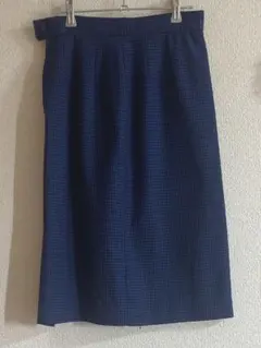 ブルー チェック柄 タイトスカート　レトロ　古着