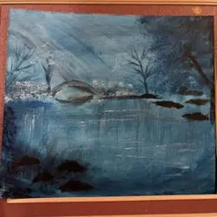 絵画　日本画　松本榮　トルコ桔梗 絵画 日本画 松本榮 トルコ桔梗 - メルカリ