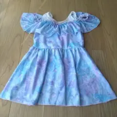 新品　メゾピアノ　140cm フリル付きワンピース水着 青紫