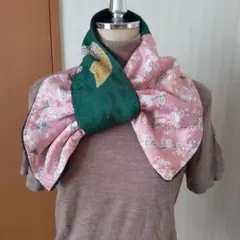 着物リメイク スヌード(正絹とボア)No17