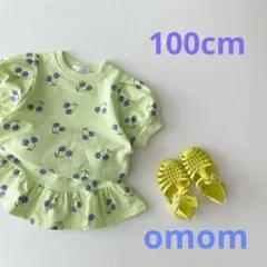 【新品】女の子　セットアップ　チェリー パフスリーブ 100cm スエット