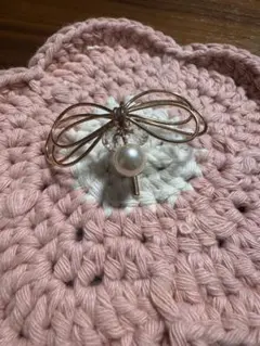 リボン型パールヘアアクセサリー