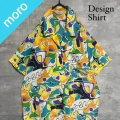 No.1775 VINTAGE 古着 総柄シャツ 半袖 オープンカラー 開襟