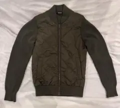 ポールスュアート メンズ ニット キルティング ブルゾン カーキ　M