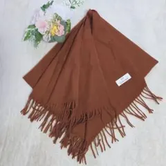 SKY Cashmere ストール フリンジ　キャメル　膝掛け　バージンウール