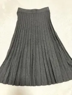 H&K WORKS LONDON ダークグレー ニット プリーツスカート L