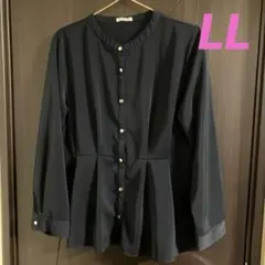 Honeys GLACIER ￼ウエスト タック ブラウス ネイビー LL 長袖