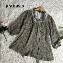 jeanasis ジーナシス　花柄　ブラウス　長袖　ブラウン
