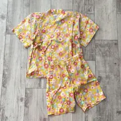 miki house 花柄 甚平 ラメ 110