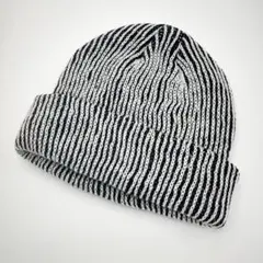 W007-b ニット帽 ニットキャップ ビーニー 帽子 Y2K ストライプ 秋冬