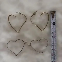 ピアス ハート 2組 金色