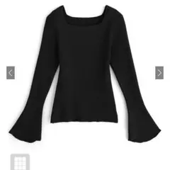 grl スクエアネックフレアスリーブリブニットトップス k9153c グレイル