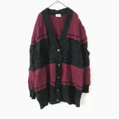 20ARA ボーダーカーディガン ボルドー グリーン レトロ ヴィンテージ 長袖