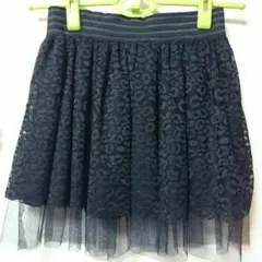 黒 ヒョウ柄 レーススカート