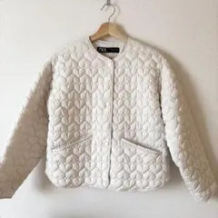ZARA アイボリー ハート キルティング ジャケット XS ザラ アウター