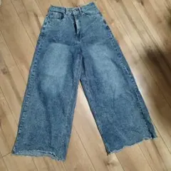 ワイドレッグデニムパンツ M しまむら
