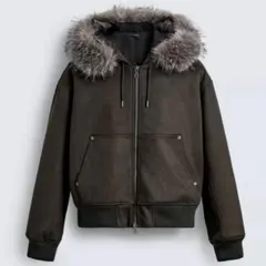 フェイクスエード キルティングジャケット フードファージャケット