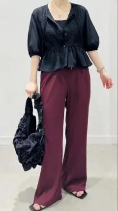 GU リブルオンパンツ ワイン L 新品
