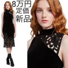 定価8万2千円新品alice+oliviaベルベット×カットアウト刺繍ワンピース