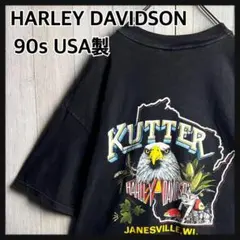 2925【XL・USA製】ハーレーダビッドソン フレイム＆イーグル Tシャツ