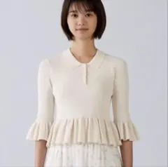 新品未使用　ジーユーGU リブポロセーター by rokh ロク　Ｓ　ホワイト