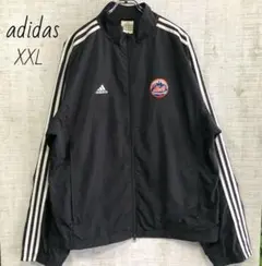 adidas　アディダス　刺繍　ナイロンジャケット　メッツ　黒　XL ３本ライン