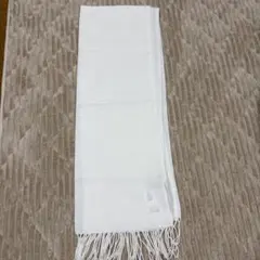 ホワイト ストール フリンジ付き