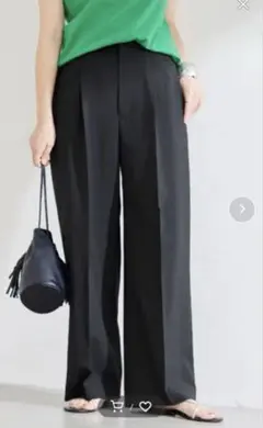 【ジャーナルスタンダード】ドライトロパンツ　セミワイドパンツ　タックパンツ　黒