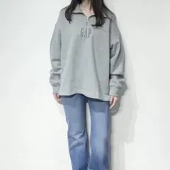 ヴィンテージソフト オーバーサイズ GAPロゴ ハーフジップ プルオーバー