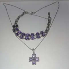 天然❣️アメジストネックレス＆ブレスレッドセット