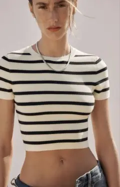 ZARA ザラ ベーシック クロップドニットトップス M