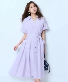 【新品未使用】JUSGLITTY 5分袖シャツタックワンピース　サイズ0（SS）
