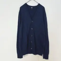 ユニクロ UNIQLO Vネックカーディガン 長袖 ウール100% 仕事 Lのサムネイル