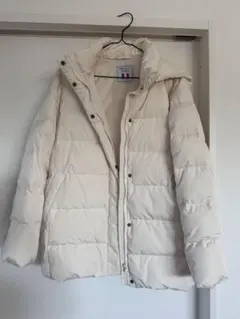 アイボリー フード付きダウンジャケット XL