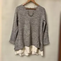 シフォンニットチュニック ネックレス付