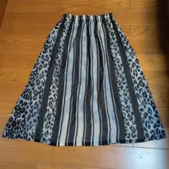 レオパード柄ストライプフレアスカート 42