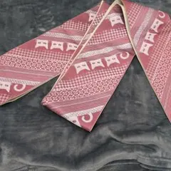 猫模様 半幅帯 赤　リバーシブル