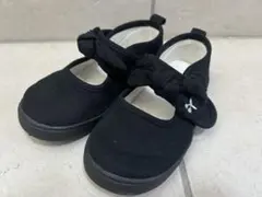 アプレレクール　リボン付きパンプス風スニーカー　黒　ブラック　16cm