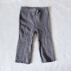 petit main プティマイン ベビーニットパンツ ケーブル編み 水色 90
