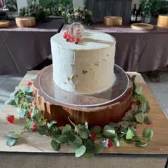 ウェディングケーキ　ウェルカムスペース　装飾 フェイクグリーン & いちご