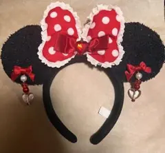 ディズニー ミニー・マウス カチューシャ 赤リボン イヤリング