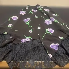 花柄 ロングフレアスカート レース裾のサムネイル