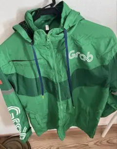 Grab フード付きナイロンジャケット 緑