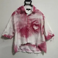 オーバーサイズ半袖シャツ　ダメージ/スプレー加工