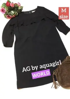 最終SALE価格‼️【美品】❤️AG⭐️ブラック前・お袖フリル★ワンピース‼️