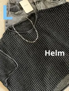 高見え★タグ付き★しまむら★Helm★メッシュニット★ブラック黒★L