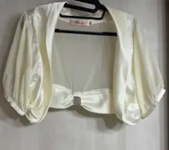 Macllyz 半袖カーディガン ビジュー装飾 クリーム