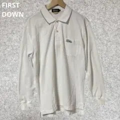 FIRST DOWN ホワイト 長袖 ポロシャツ 胸ポケット付きのサムネイル