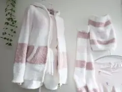 ジェラピケ　5点セット　フワフワストライプルームウェアセット　バック入り