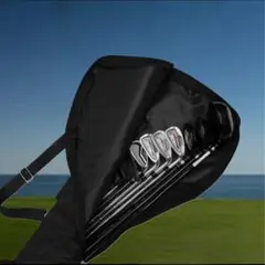 【ゴルフクラブケース 】軽量 折りたたみ可 6〜8本収納 ダブルファスナー付黒